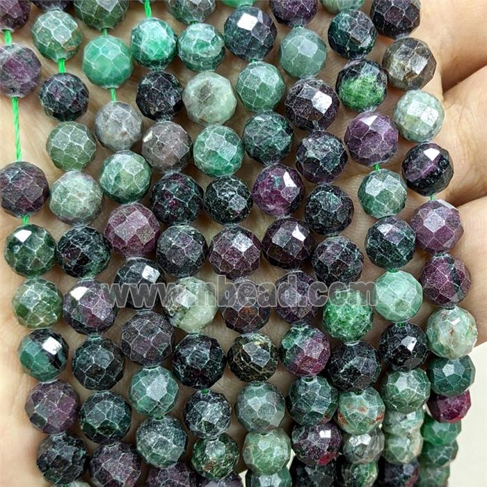 Natural Ruby In Zoisite Beads Faceted Round
