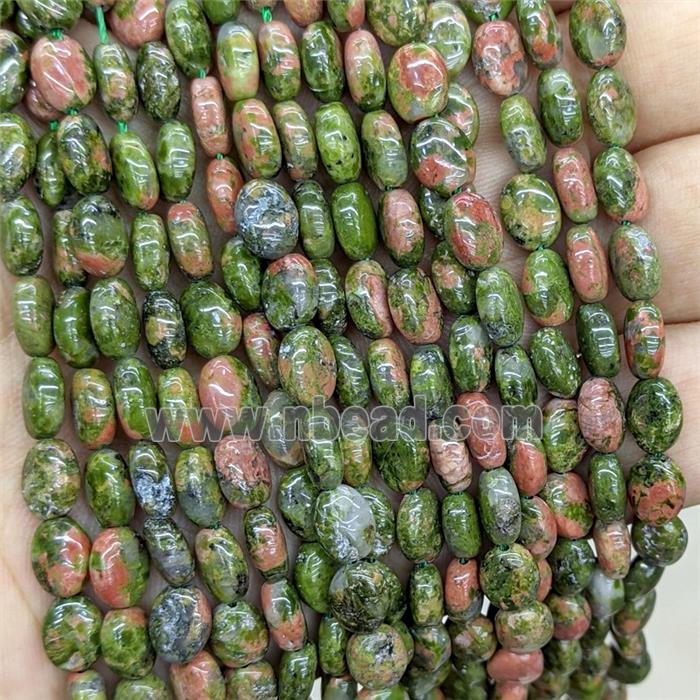 Natural Unakite Oval Beads Green