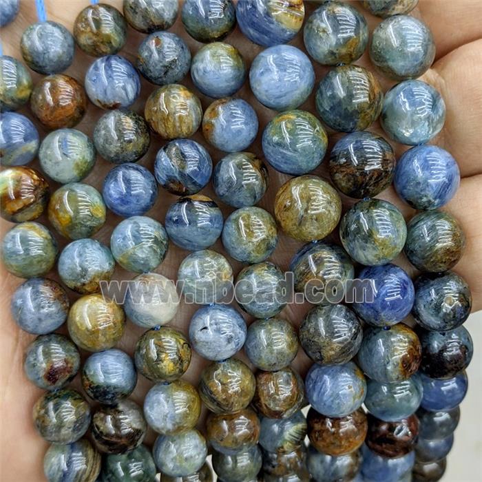 Natural Kyanite Beads Blue Golden Smooth Round
