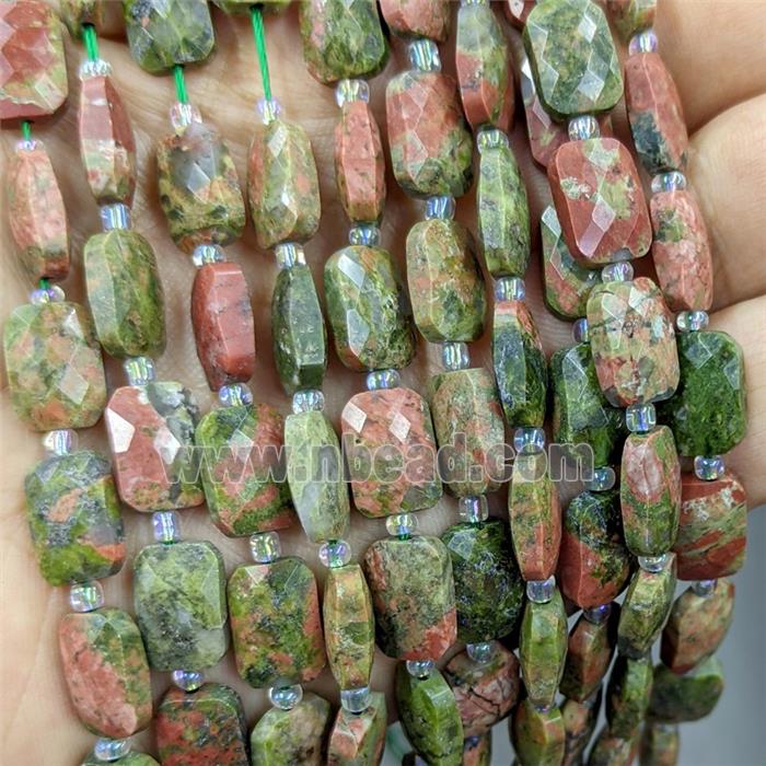 Natural Unakite Beads Faceted Rectangle