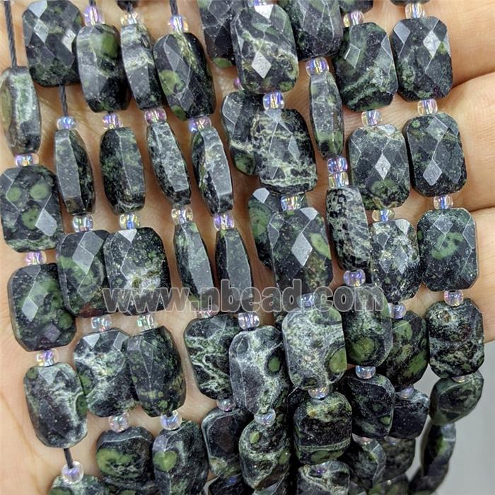 Natural Darkgreen Kambaba Beads Faceted Rectangle