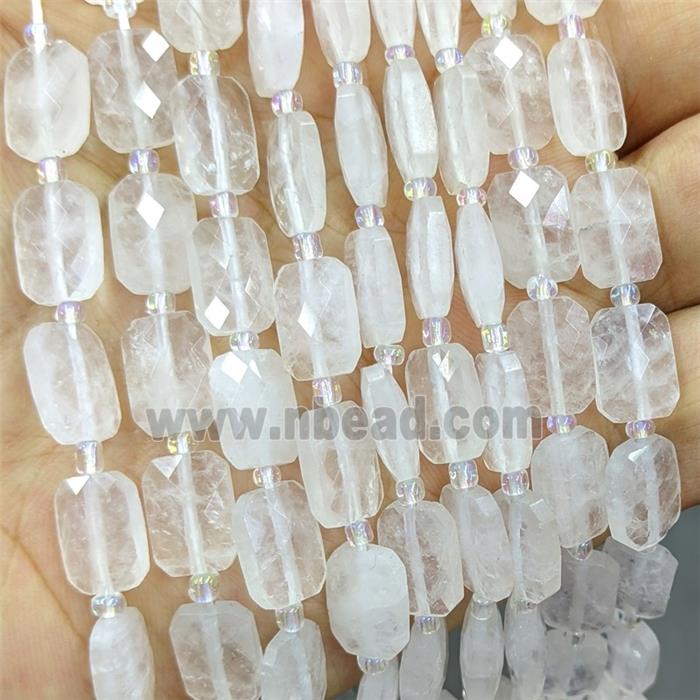 Natural Clear Crystal Quartz Beads Faceted Rectangle