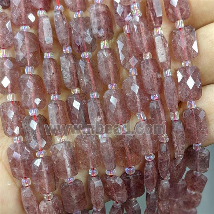 Natural Red Strawberry Quartz Beads Faceted Rectangle