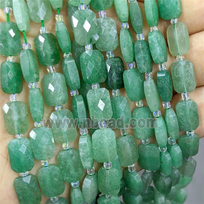Natural Green Strawberry Quartz Beads Faceted Rectangle
