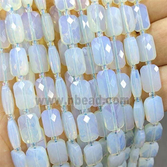White Opalite Beads Faceted Rectangle