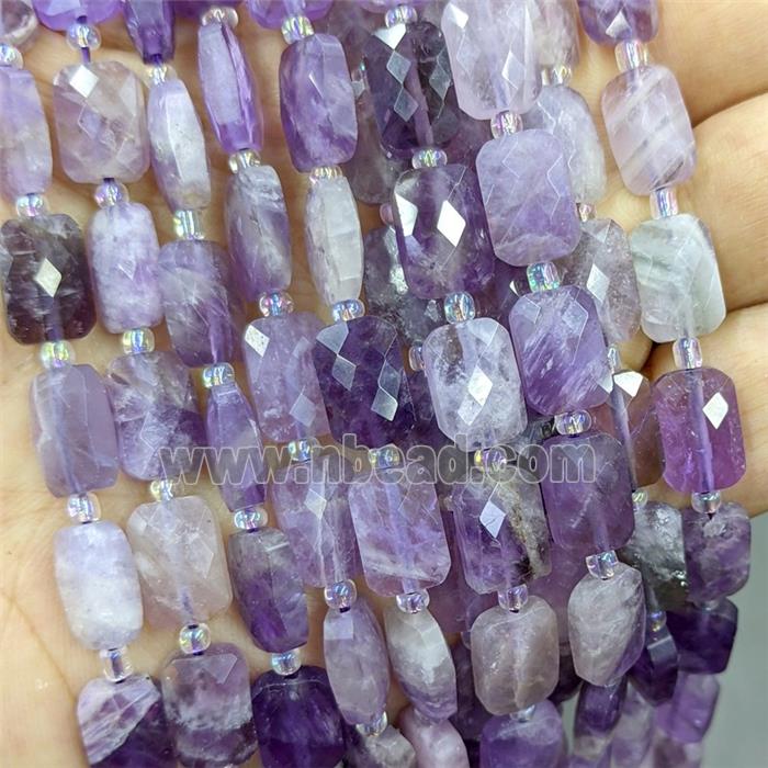 Natural Purple Amethyst Beads Faceted Rectangle