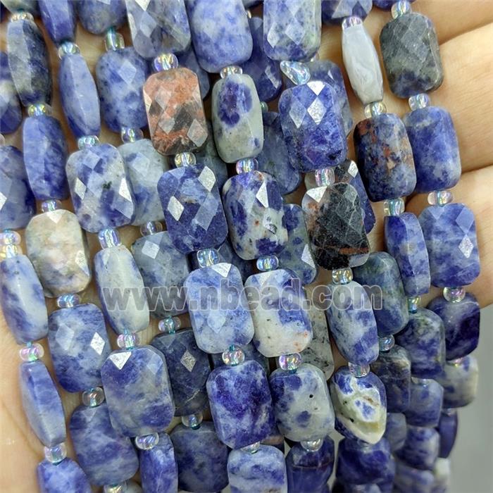 Natural Blue Sodalite Beads Faceted Rectangle