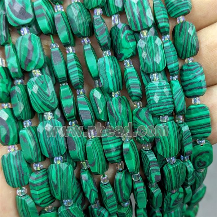 Synthetic Green Malachite Beads Faceted Rectangle