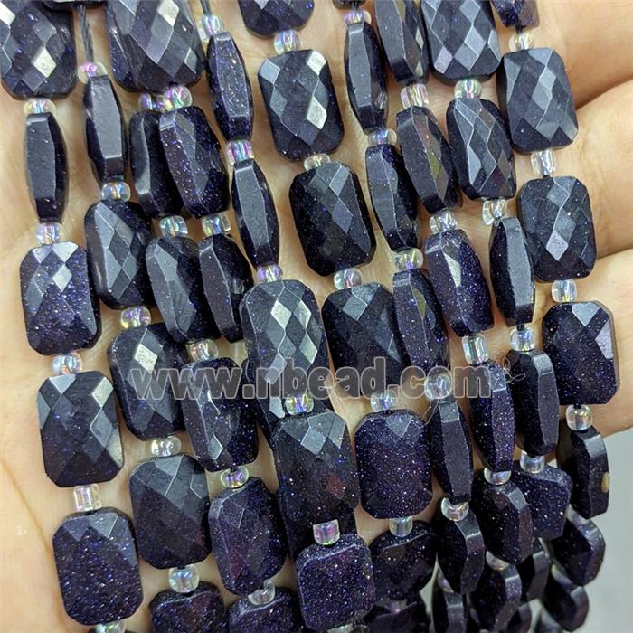 Blue Sandstone Beads Faceted Rectangle