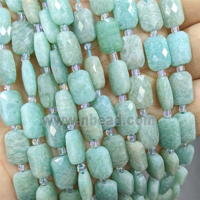 Natural Green Amazonite Beads Faceted Rectangle