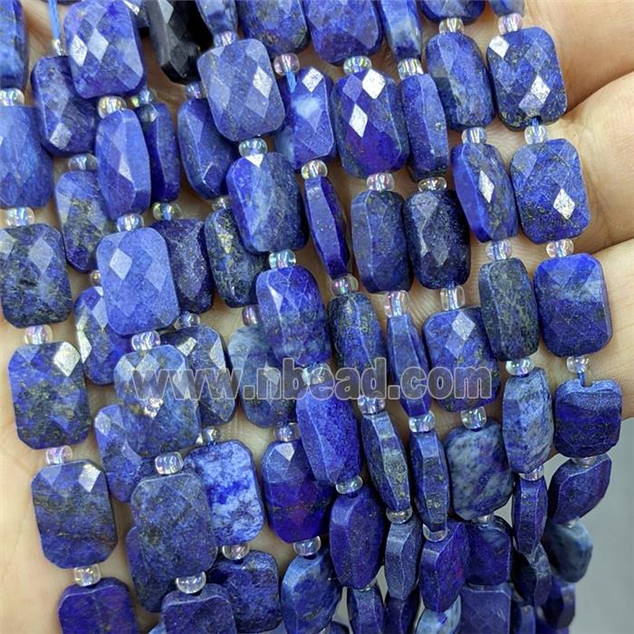 Natural Blue Lapis Lazuli Beads Faceted Rectangle