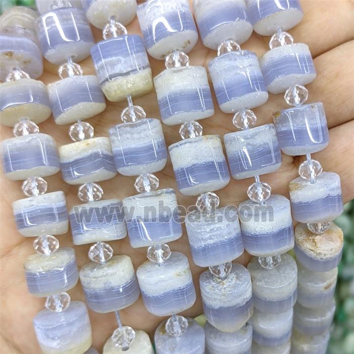 Natural Blue Lace Agate Column Beads Tube
