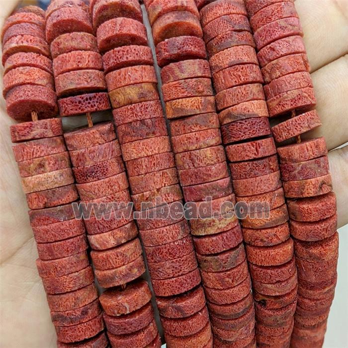 Natural Red Coral Heishi Beads Undye