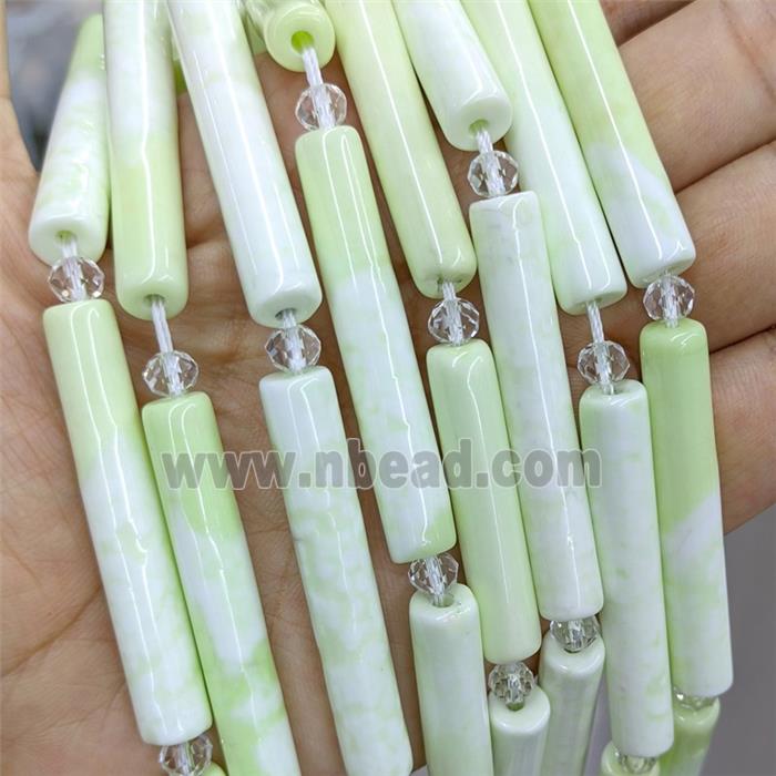 Natural Lemon Jasper Tube Beads Olive