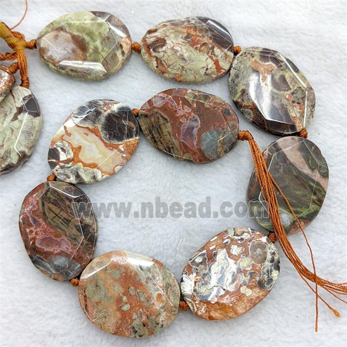 Natural Ocean Jasper Slice Beads Freeform Multicolor