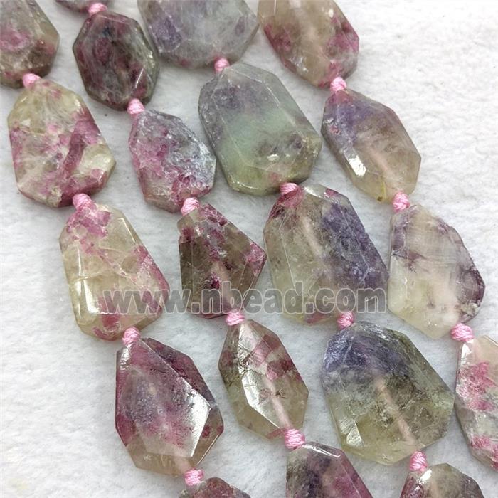 Natural Pink Tourmaline Slice Beads Freeform