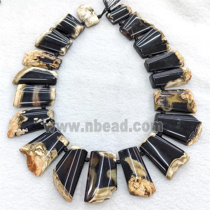 Natural Black Agate Beads Graduated Freeform Dye