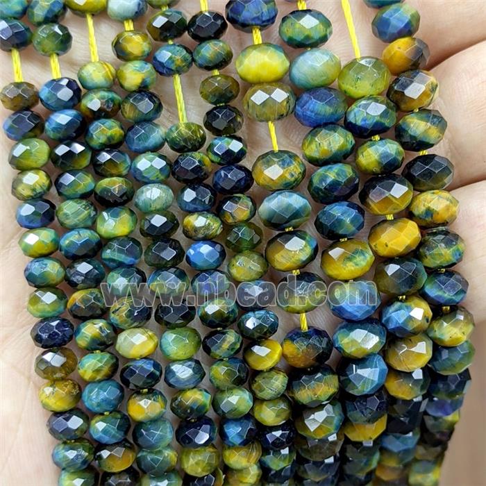 Natural Tiger Eye Stone Rondelle Beads Faceted Dye