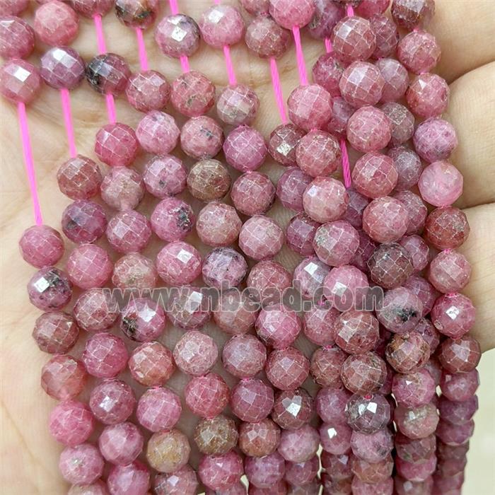 Natural Brazilian Rhodonite Beads Red Faceted Round