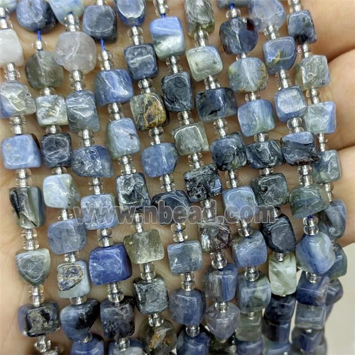 Natural Blue Kyanite Cube Beads B-Grade