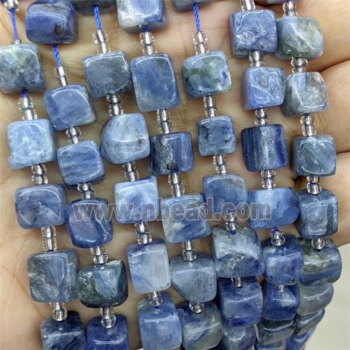 Natural Blue Kyanite Cube Beads