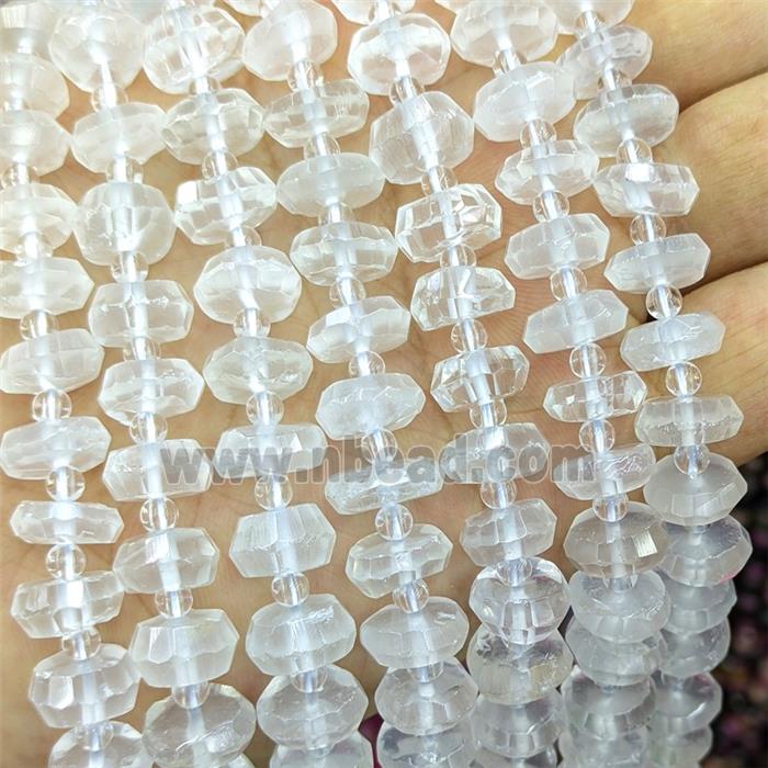 Natural Clear Crystal Quartz Beads Faceted Rondelle