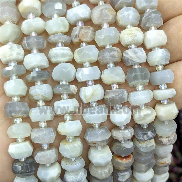 Natural Gray Moonstone Beads Faceted Rondelle