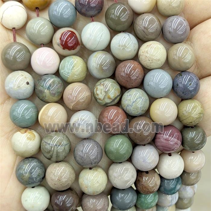 Natural Chinese Alxa Agate Beads Smooth Round Alashan Multicolor