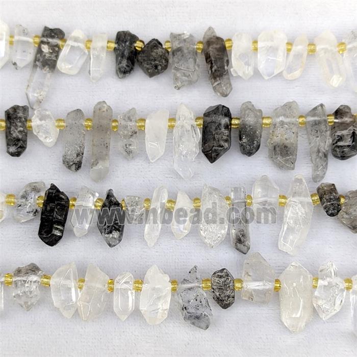 Natural Crystal Quartz Stick Beads Topdrilled
