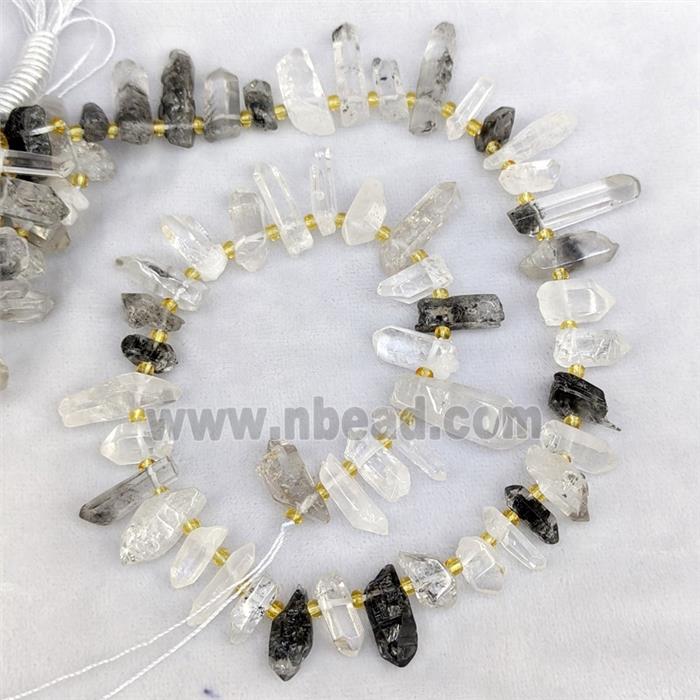 Natural Crystal Quartz Stick Beads Topdrilled
