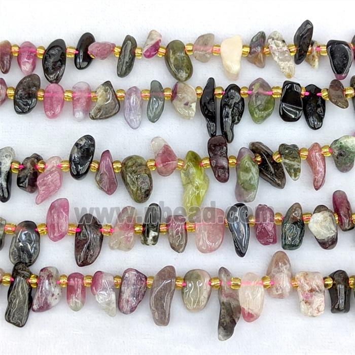 Natural Tourmaline Chips Beads Freeform Multicolor Topdrilled
