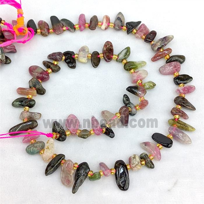 Natural Tourmaline Chips Beads Freeform Multicolor Topdrilled