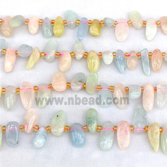 Natural Morganite Chips Beads Multicolor Freeform Topdrilled