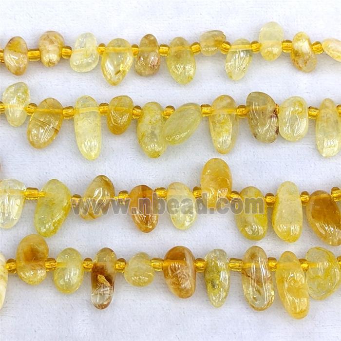 Natural Yellow Citrine Chips Beads Freeform Dye Topdrilled
