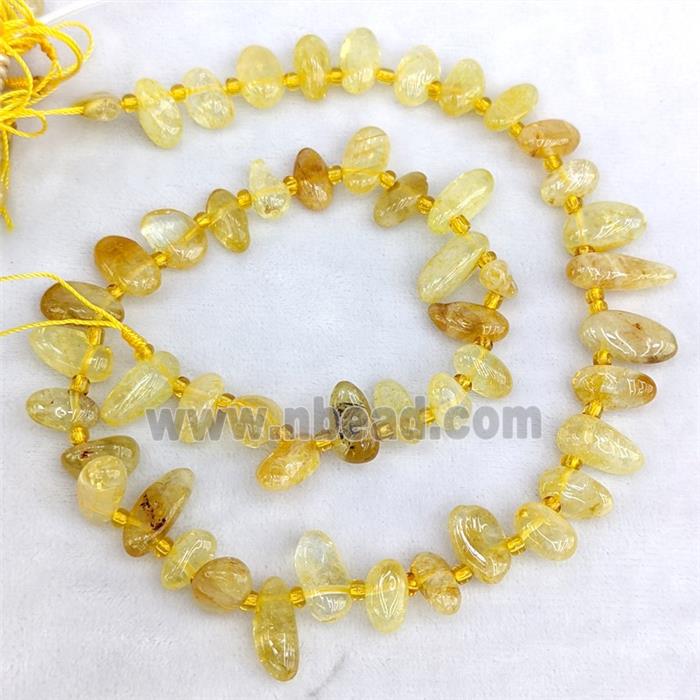 Natural Yellow Citrine Chips Beads Freeform Dye Topdrilled