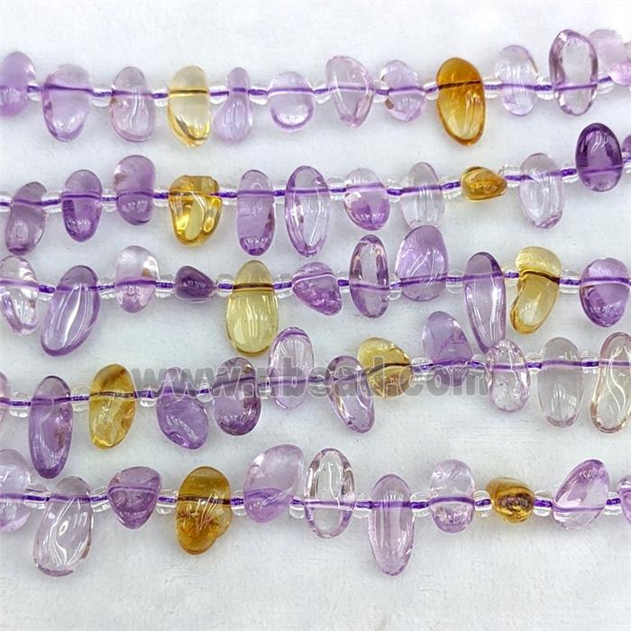 Natural Amethyst And Citrine Chips Beads Freeform Topdrilled
