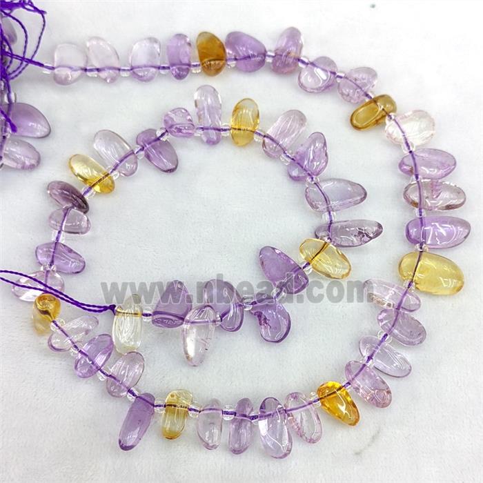 Natural Amethyst And Citrine Chips Beads Freeform Topdrilled