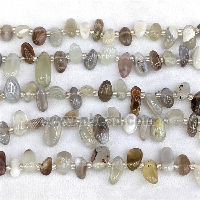 Natural Gray Botswana Agate Chips Beads Freeform Topdrilled