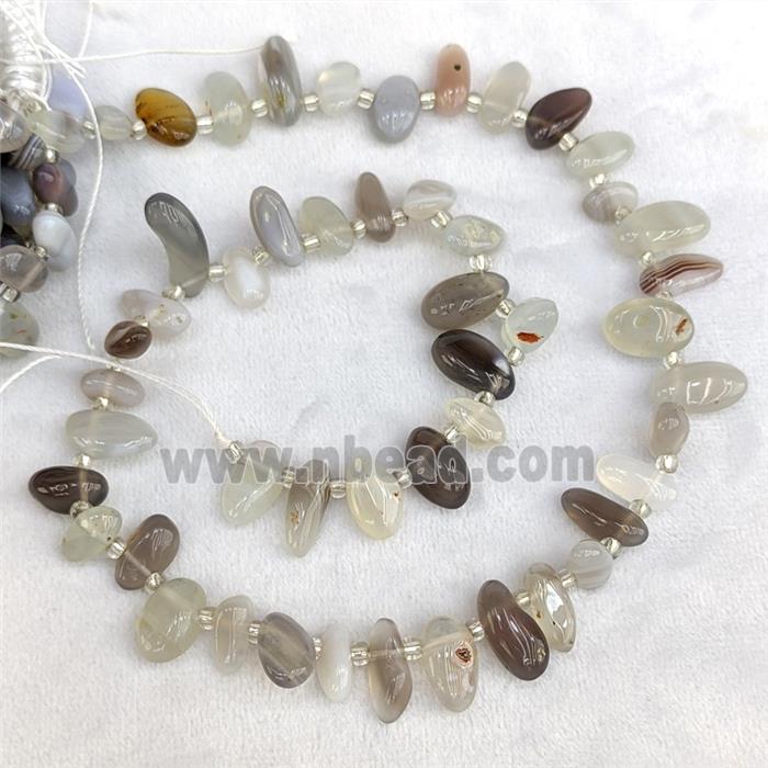 Natural Gray Botswana Agate Chips Beads Freeform Topdrilled