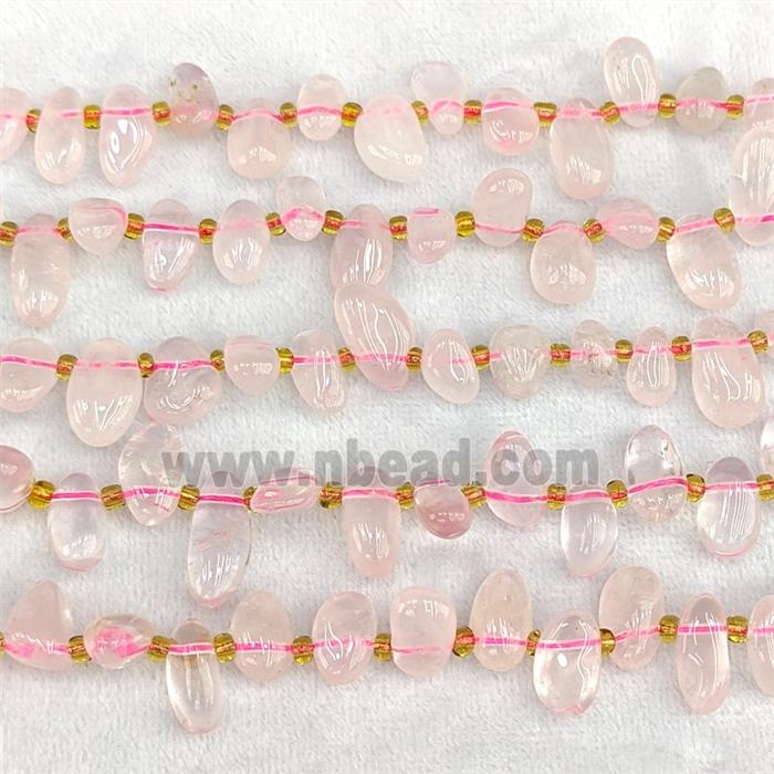 Natural Pink Rose Quartz Chips Beads Freeform Topdrilled