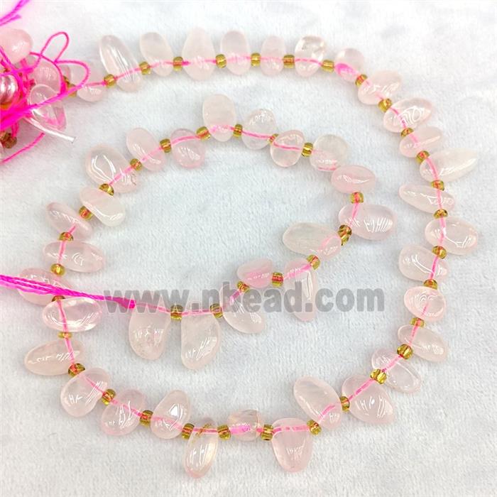Natural Pink Rose Quartz Chips Beads Freeform Topdrilled