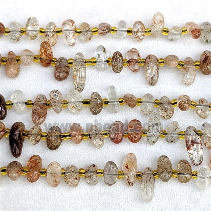 Natural Blackgolden Super7 Rutilated Quartz Beads Freeform Topdrilled