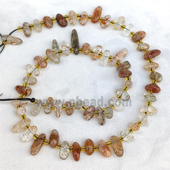 Natural Blackgolden Super7 Rutilated Quartz Beads Freeform Topdrilled