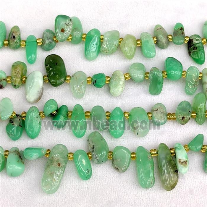Natural Green Australian Chrysoprase Chips Beads Freeform Topdrilled