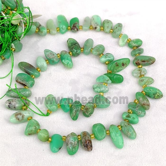 Natural Green Australian Chrysoprase Chips Beads Freeform Topdrilled