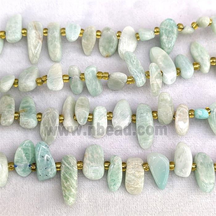 Natural Green Amazonite Chips Beads Freeform Topdrilled
