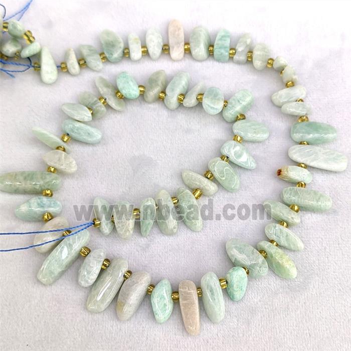 Natural Green Amazonite Chips Beads Freeform Topdrilled
