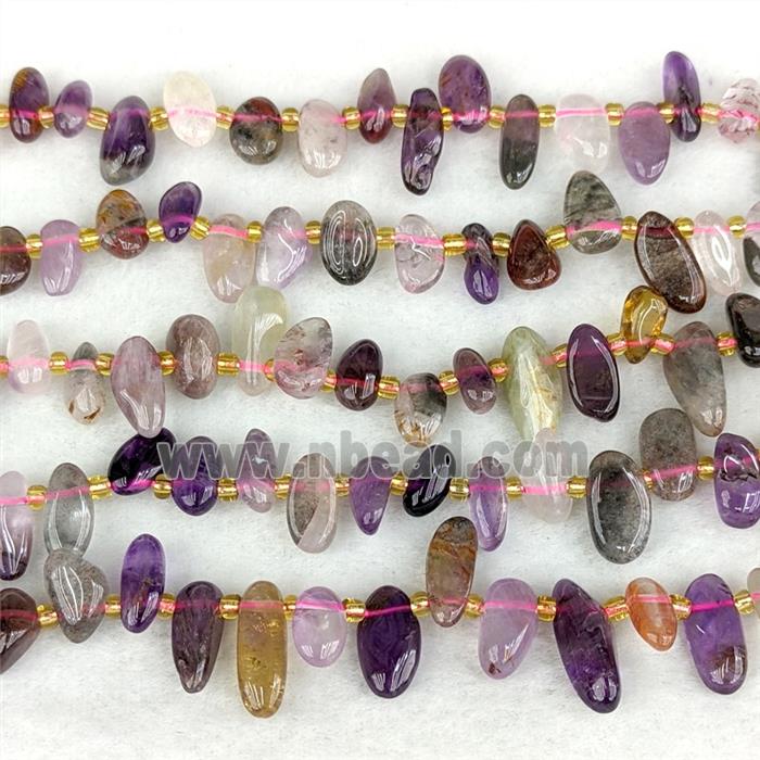 Natural Super7 Quartz Chips Beads Multicolor Freeform Topdrilled