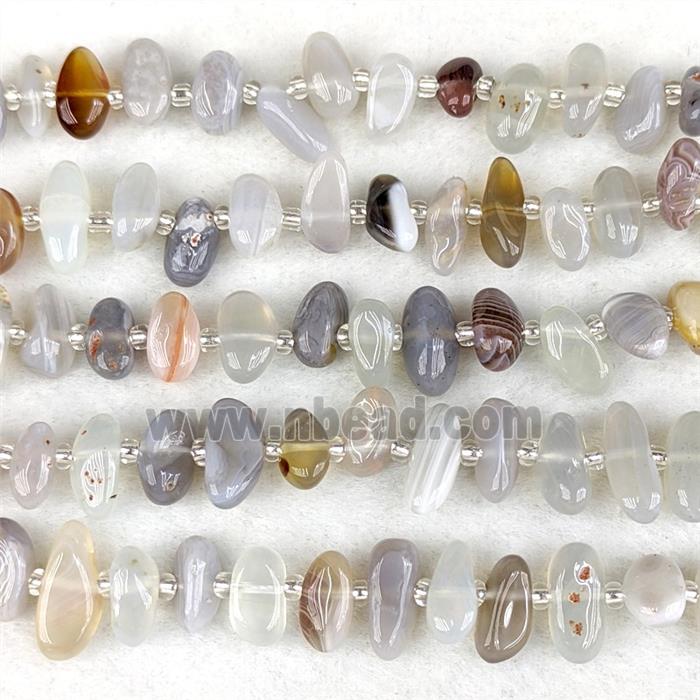 Natural Gray Botswana Agate Chips Beads Freeform Topdrilled