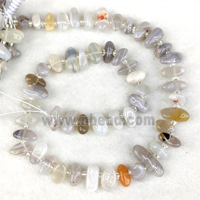 Natural Gray Botswana Agate Chips Beads Freeform Topdrilled